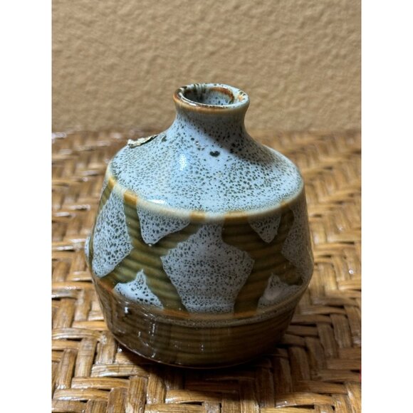 Vintage Japanese Ceramic Bud Vase With Abstract Pattern Original Sticker - Picture 1 of 8